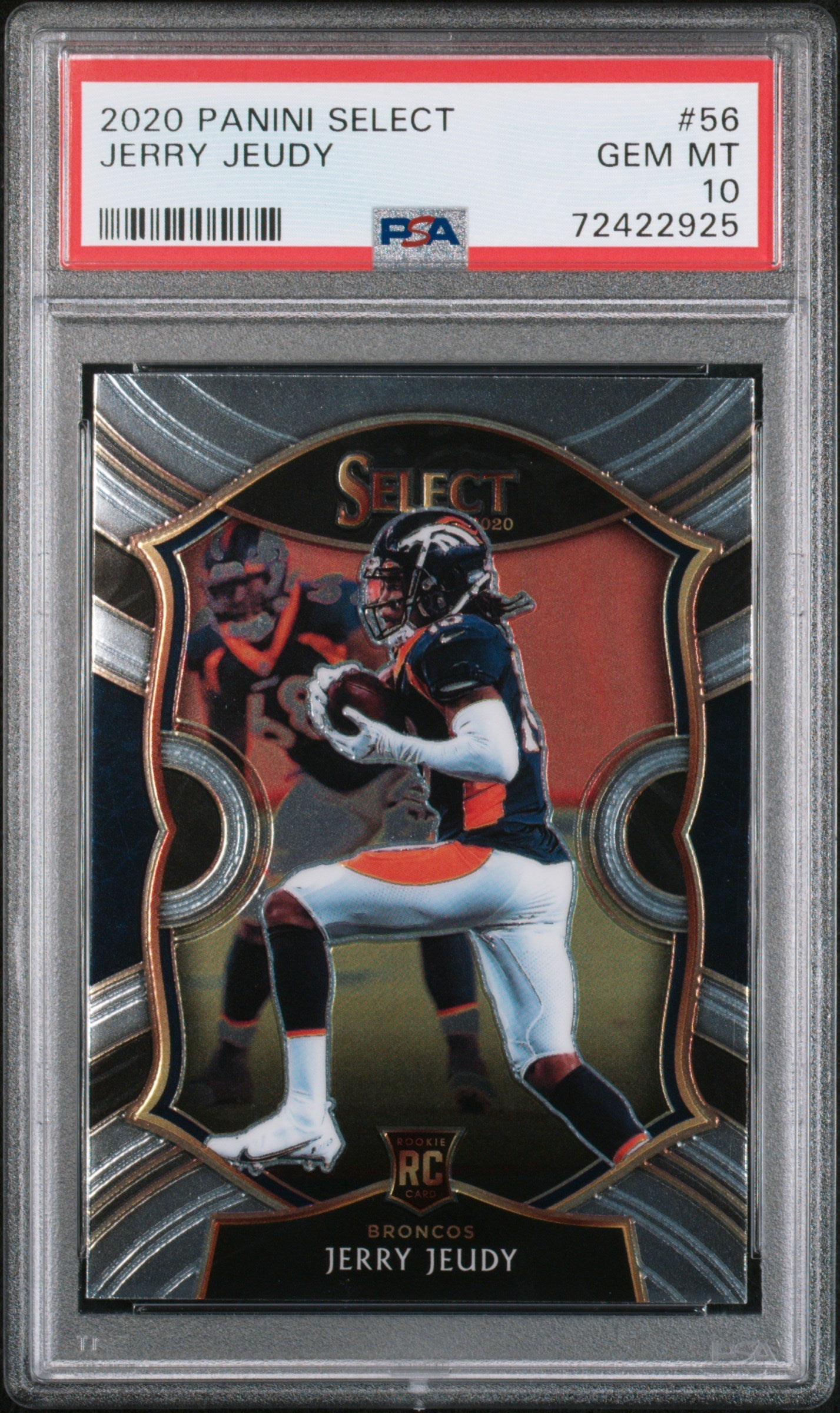 Graded 2020 Panini Select Jerry Jeudy #56 Rookie RC Football Card PSA 10 Gem Mint