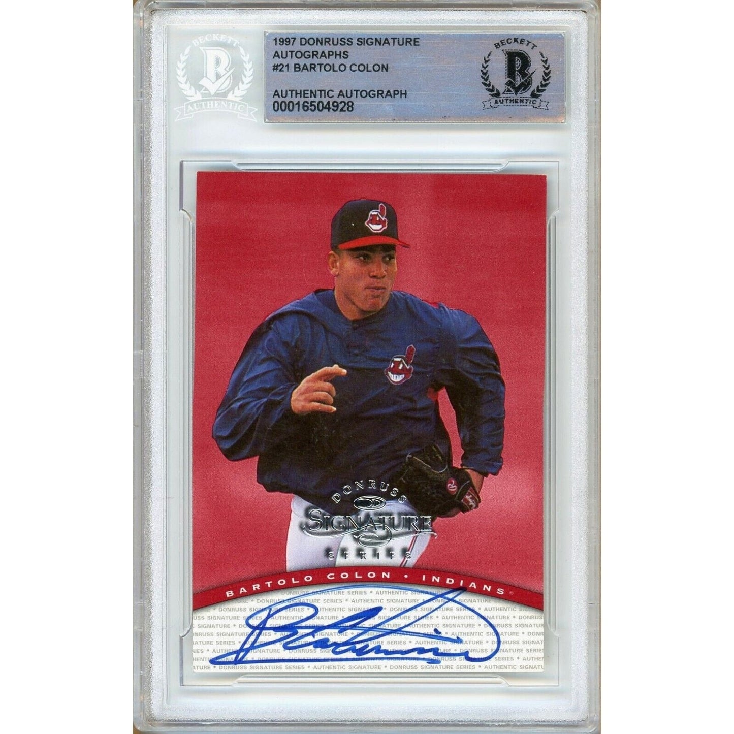 1997 Donruss Signature Series #21 — Bartolo Colon Cleveland Indians Autographed Trading Card — Beckett Authentication