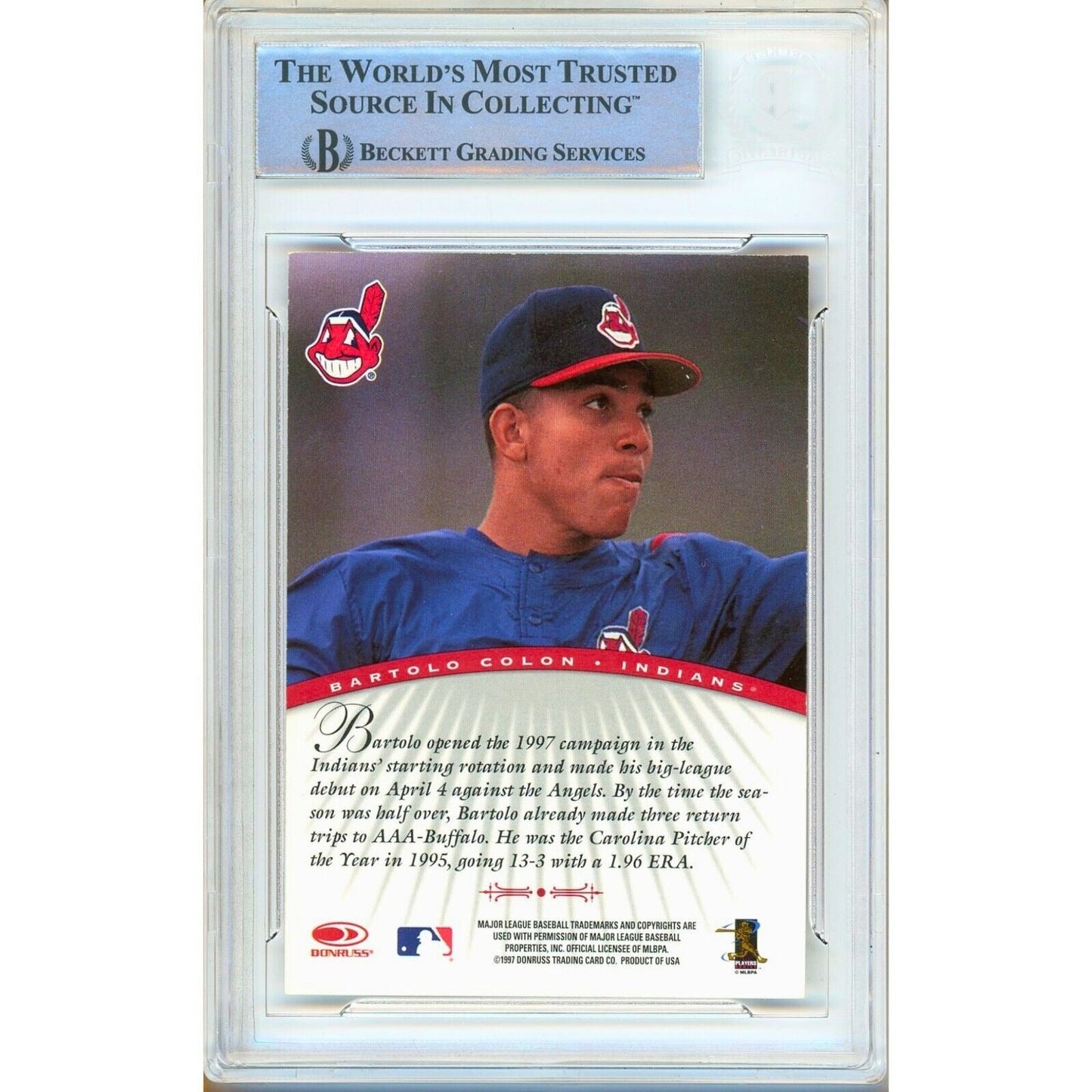 1997 Donruss Signature Series #21 — Bartolo Colon Cleveland Indians Autographed Trading Card — Beckett Authentication