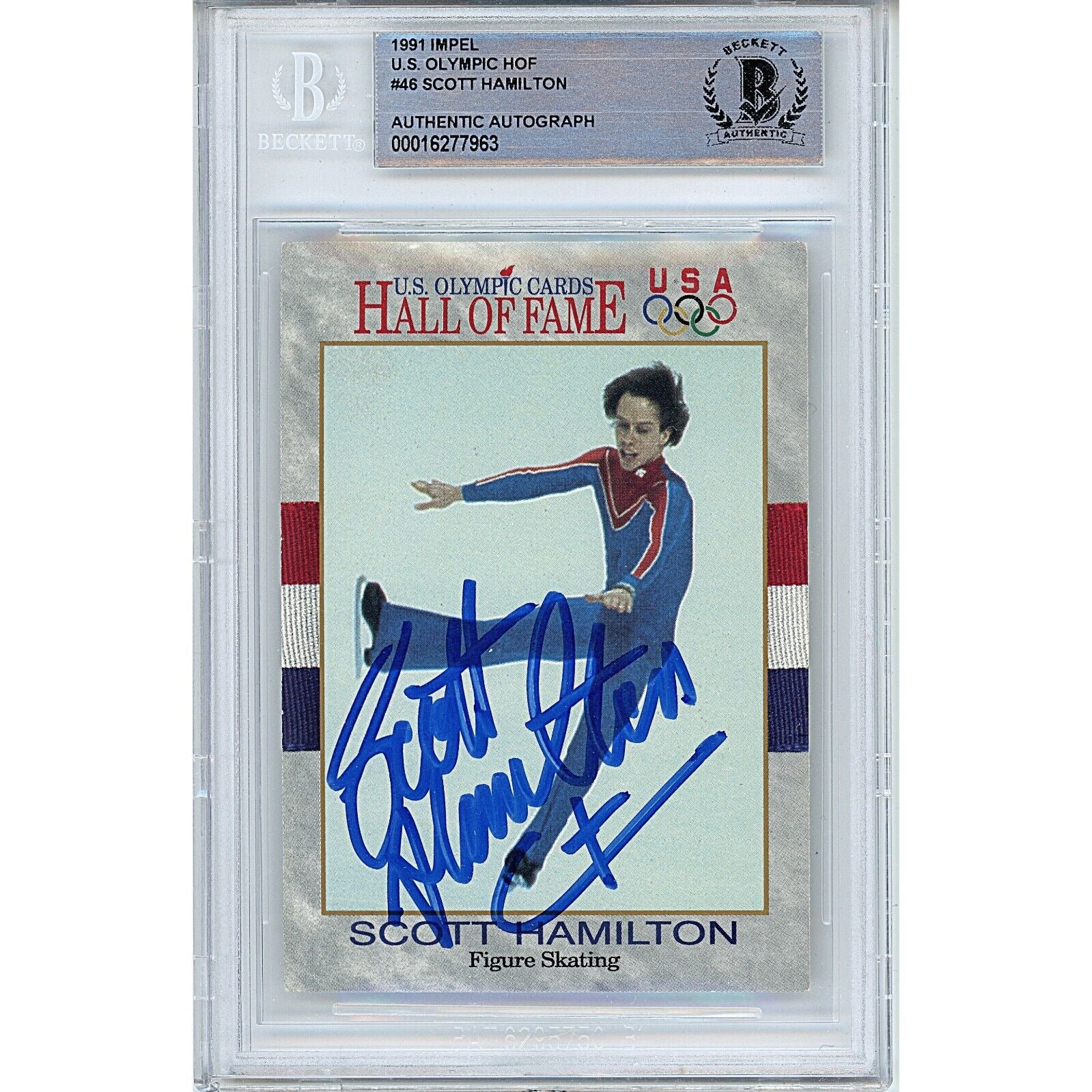 Scott Hamilton Team USA Signed 1991 Impel Figure Skating HOF Card Beckett Auth Auto Slab - Sport Cards