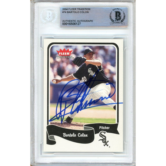 2004 Fleer Tradition #74 — Bartolo Colon Chicago White Sox Autographed Trading Card — Beckett Authentication