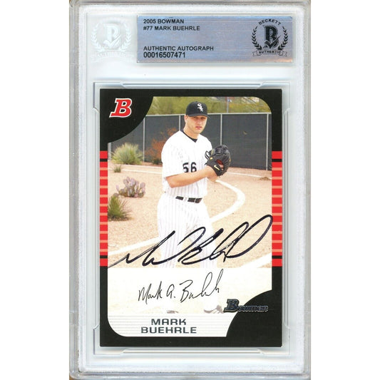 Mark Buehrle Chicago White Sox Signed 2005 Bowman Baseball Card BAS Auth Auto Slab
