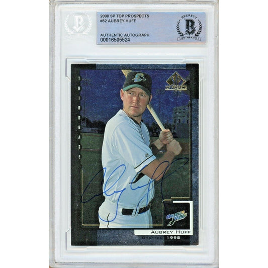 2000 SP Top Prospects #52 — Aubrey Huff Tampa Bay Rays Autographed Trading Card — Beckett Authentication