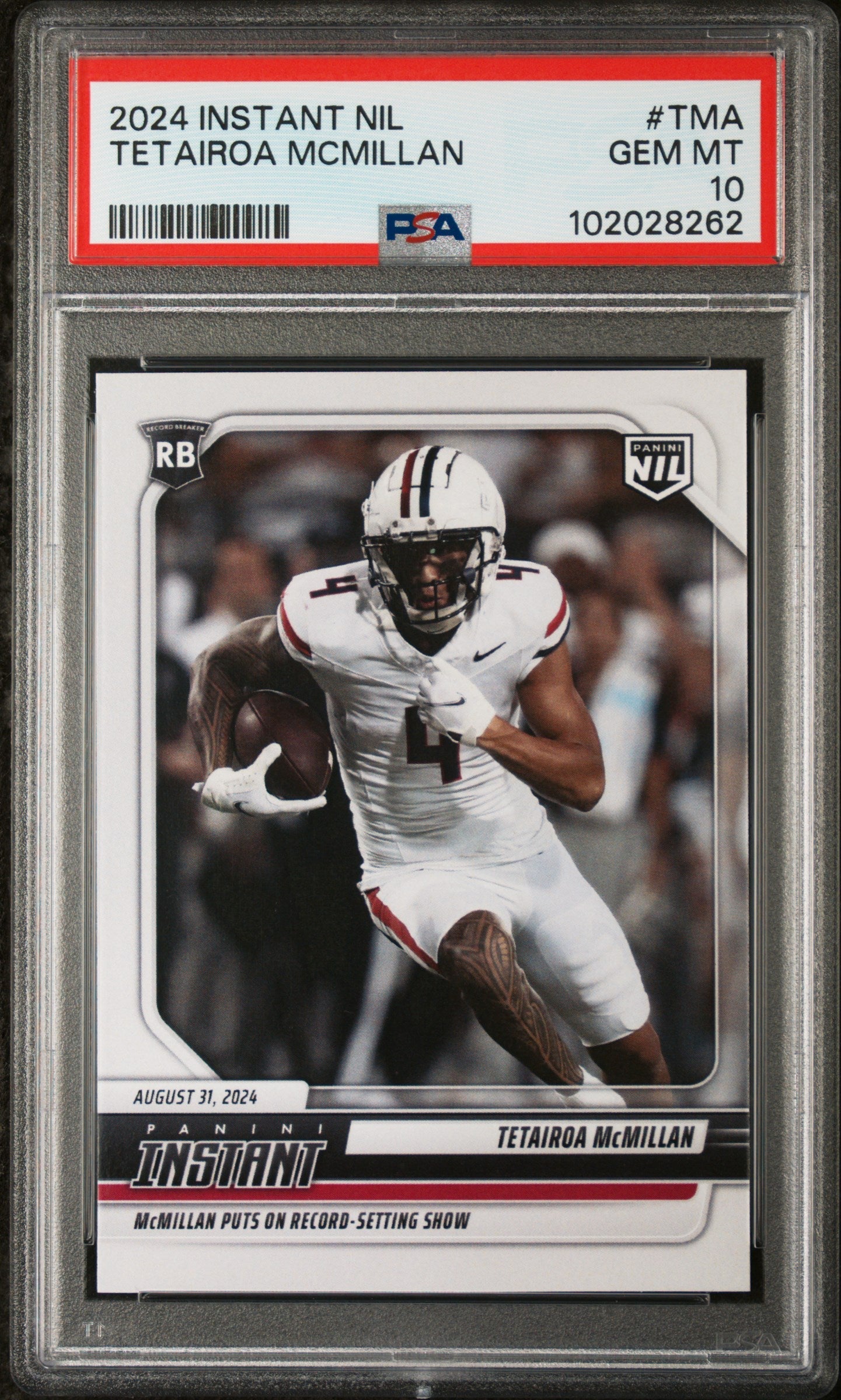 Graded 2024 Panini Instant NIL Tetairoa McMillan #TMA Rookie RC Football Card PSA 10 Gem Mint