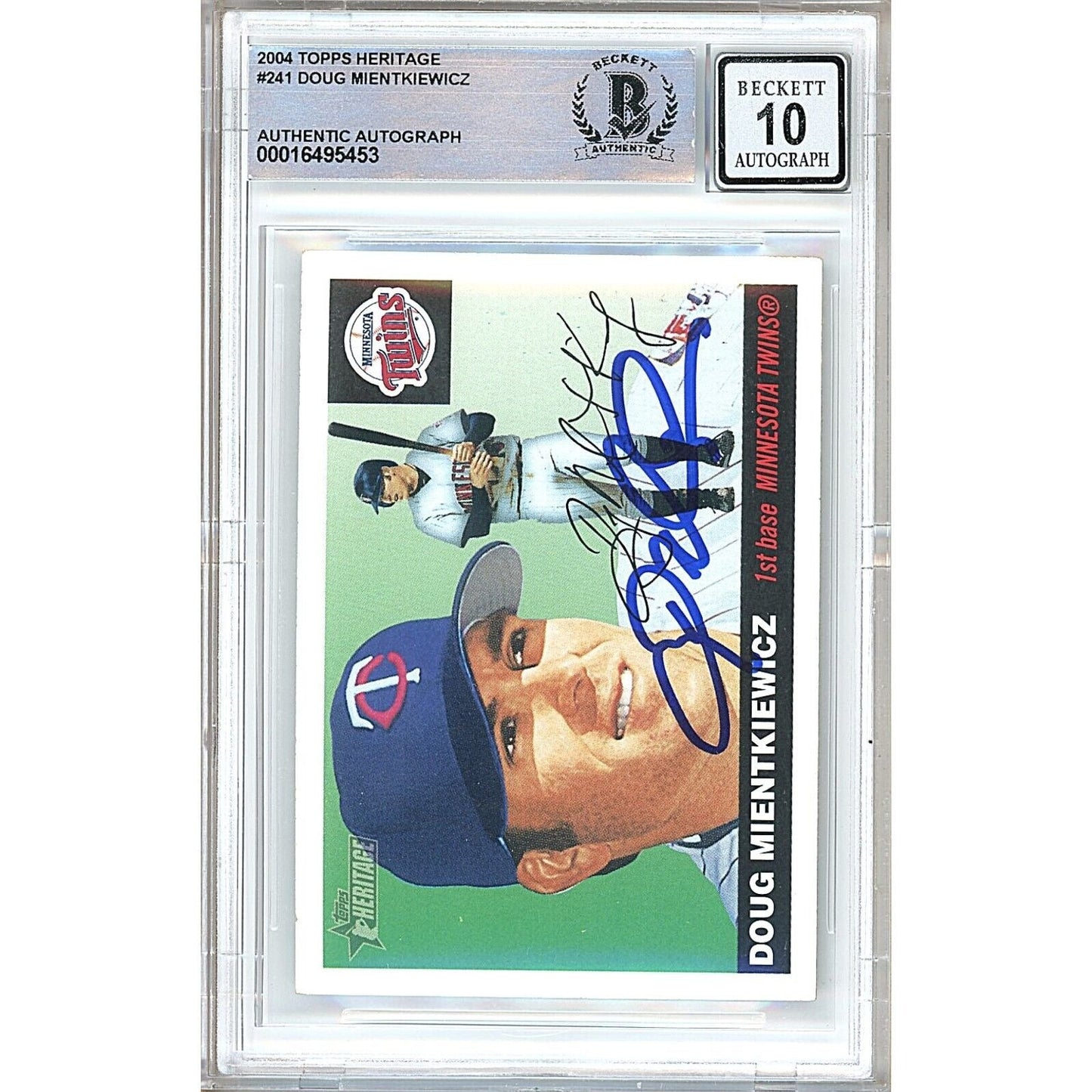 2004 Topps Heritage #241 — Doug Mientkiewicz Minnesota Twins Autographed Trading Card — Beckett Authentication