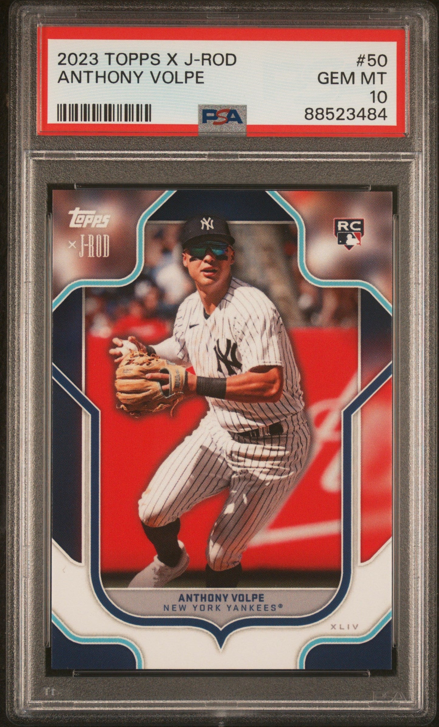 Graded 2023 Topps X J-Rod Anthony Volpe #50 Rookie RC Baseball Card PSA 10 Gem Mint