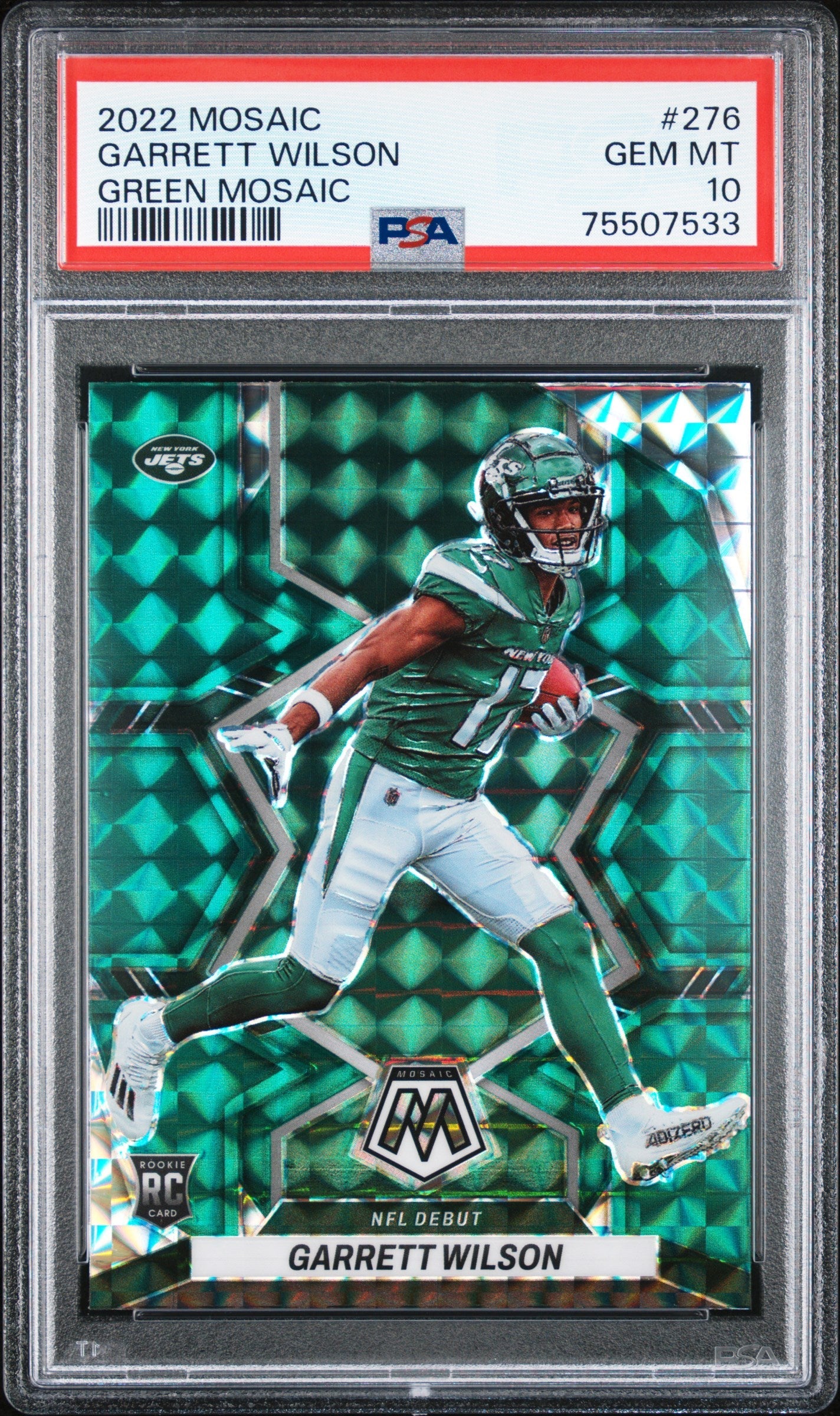 Graded 2022 Panini Mosaic Garrett Wilson #276 Green Mosaic Rookie RC Football Card PSA 10 Gem Mint - Sport Cards