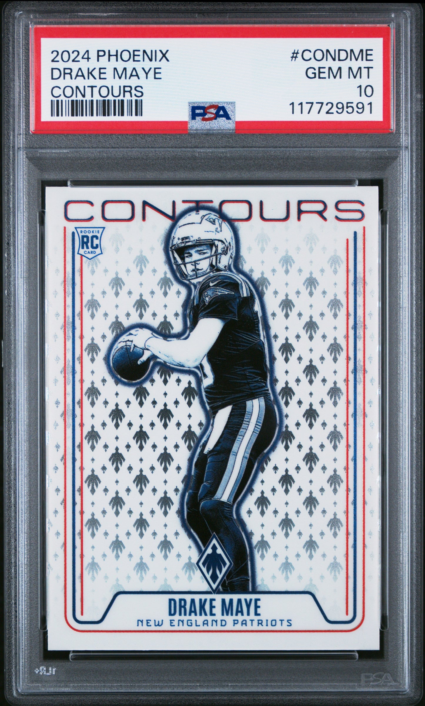 Graded 2024 Panini Phoenix Drake Maye #CONDME Contours Rookie RC Football Card PSA 10 Gem Mint - Sport Cards