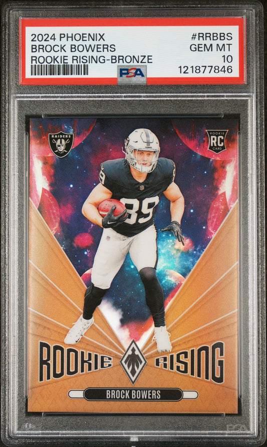 Graded 2024 Panini Phoenix Brock Bowers #RRBBS Rookie Rising Bronze /75 Rookie RC Football Card PSA 10 Gem Mint