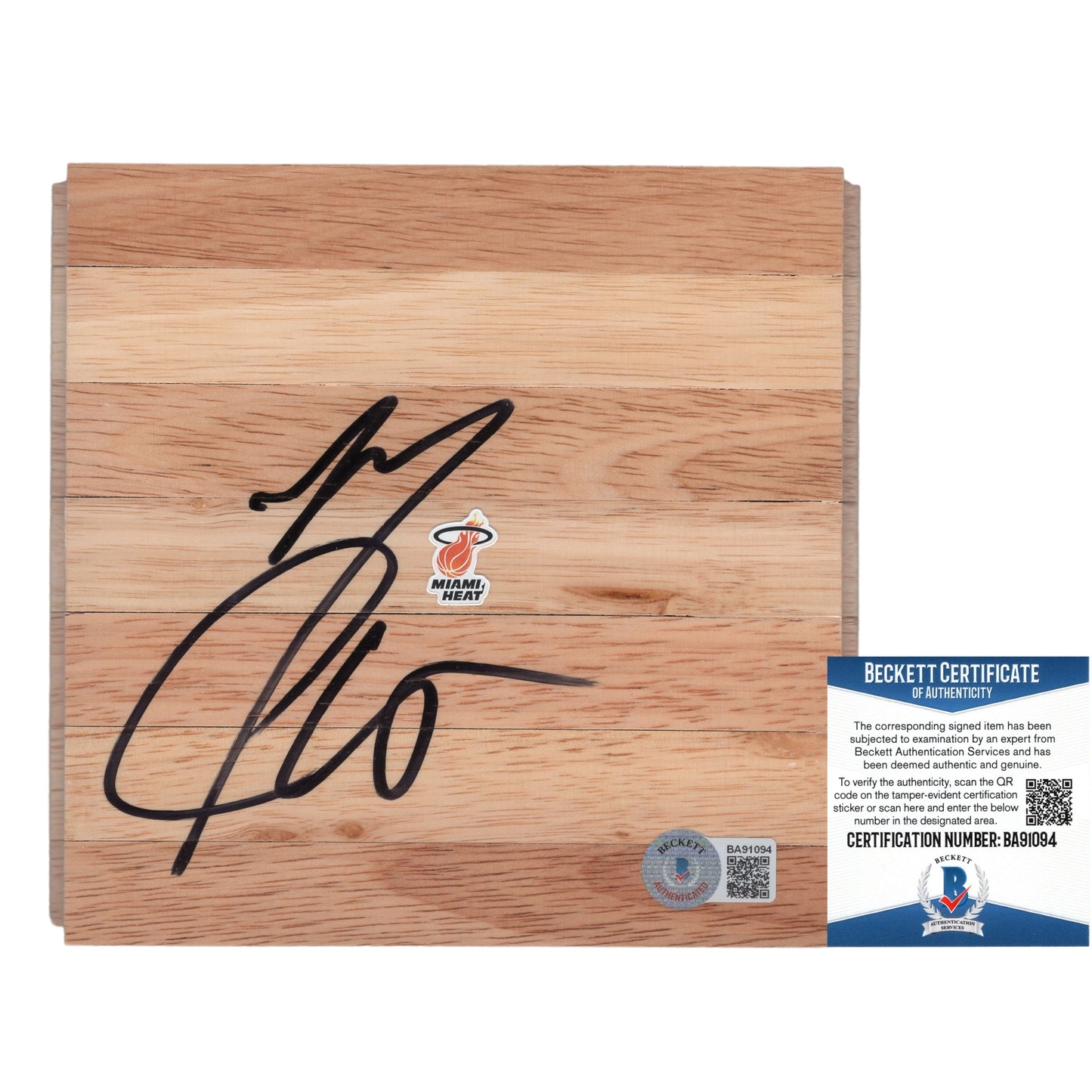 Mario Chalmers Signed Miami Heat Basketball Floor Board Proof Photo Beckett Authentic COA