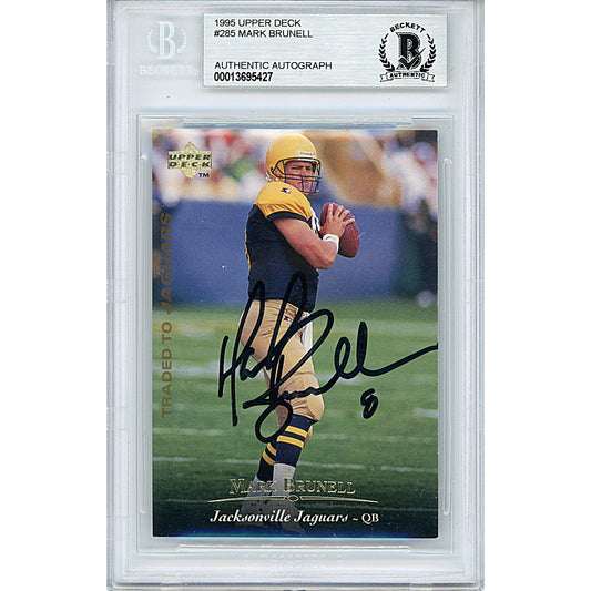 Mark Brunell Signed Green Bay Packers 1995 Upper Deck Football Card Beckett Auth Slab