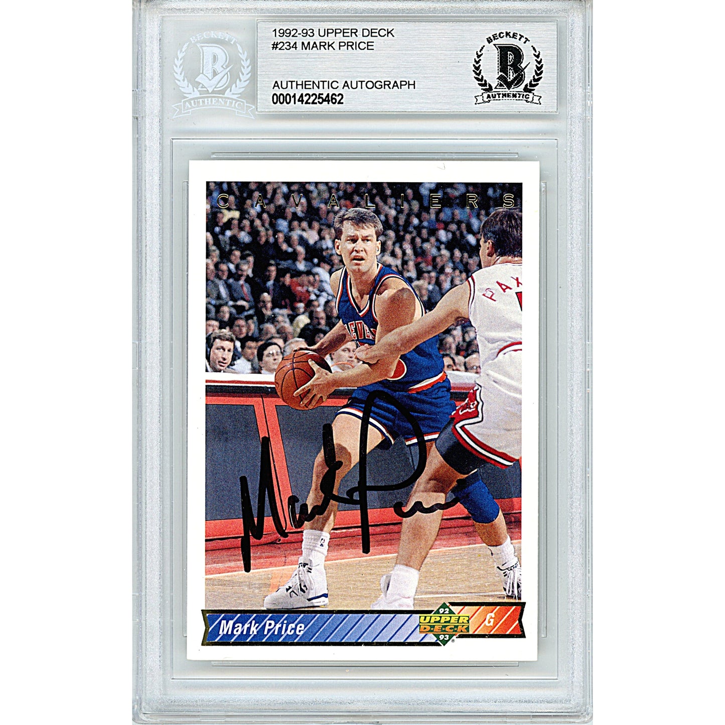Mark Price Signed Cleveland Cavaliers 1992-93 Upper Deck Basketball Card Beckett Auto