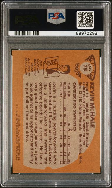 Graded 1981 Topps Kevin McHale #75 Rookie RC Basketball Card PSA 9 Mint - Sport Cards