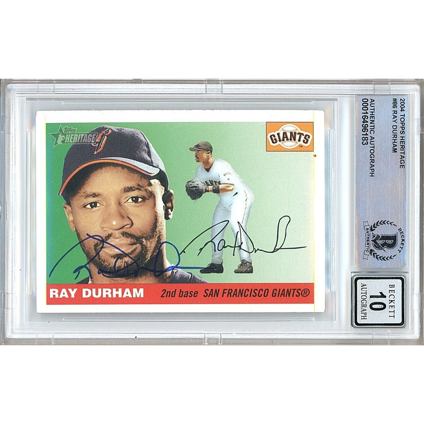 Ray Durham San Francisco Giants Signed 2004 Topps Heritage Card BGS Auto 10 Graded