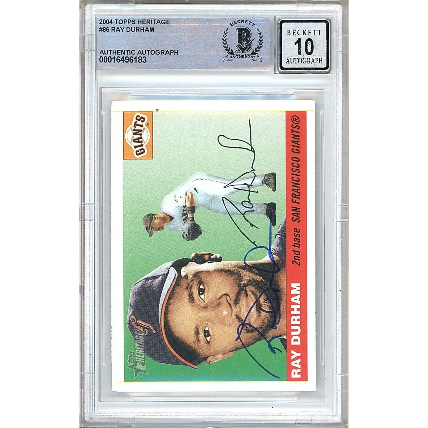 Ray Durham San Francisco Giants Signed 2004 Topps Heritage Card BGS Auto 10 Graded