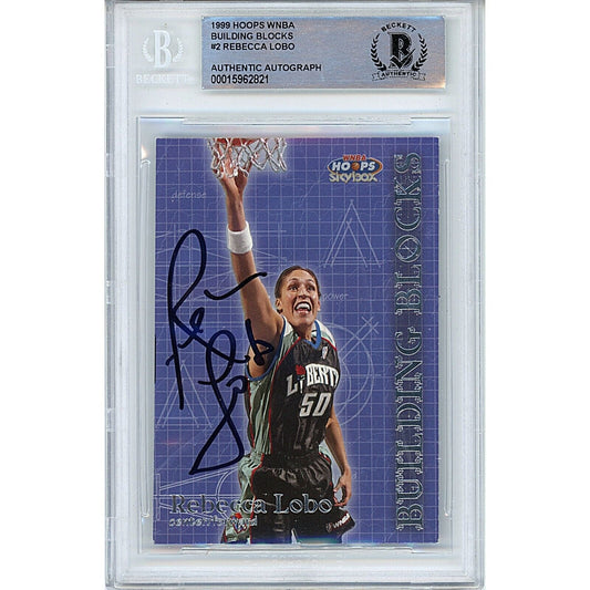 Rebecca Lobo New York Liberty Signed 1999 Hoops WNBA Basketball Card Beckett Auth Auto
