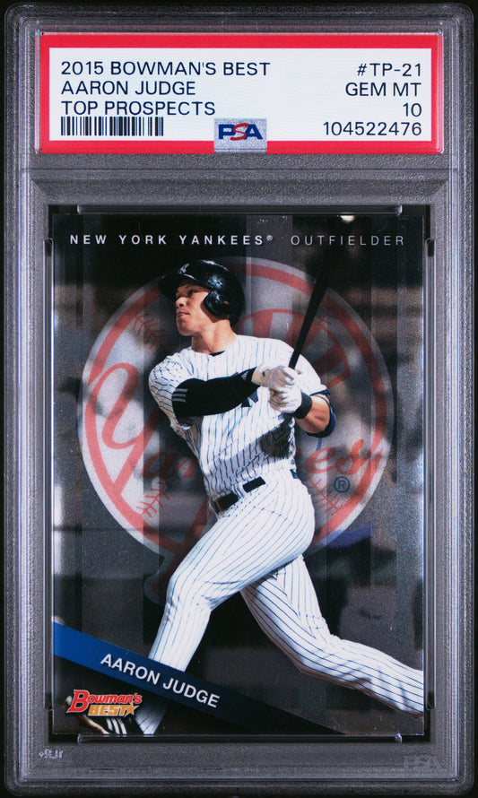 Graded 2015 Topps Bowmans Best Aaron Judge #TP21 Top Prospects Rookie RC Baseball Card PSA 10 Gem Mint