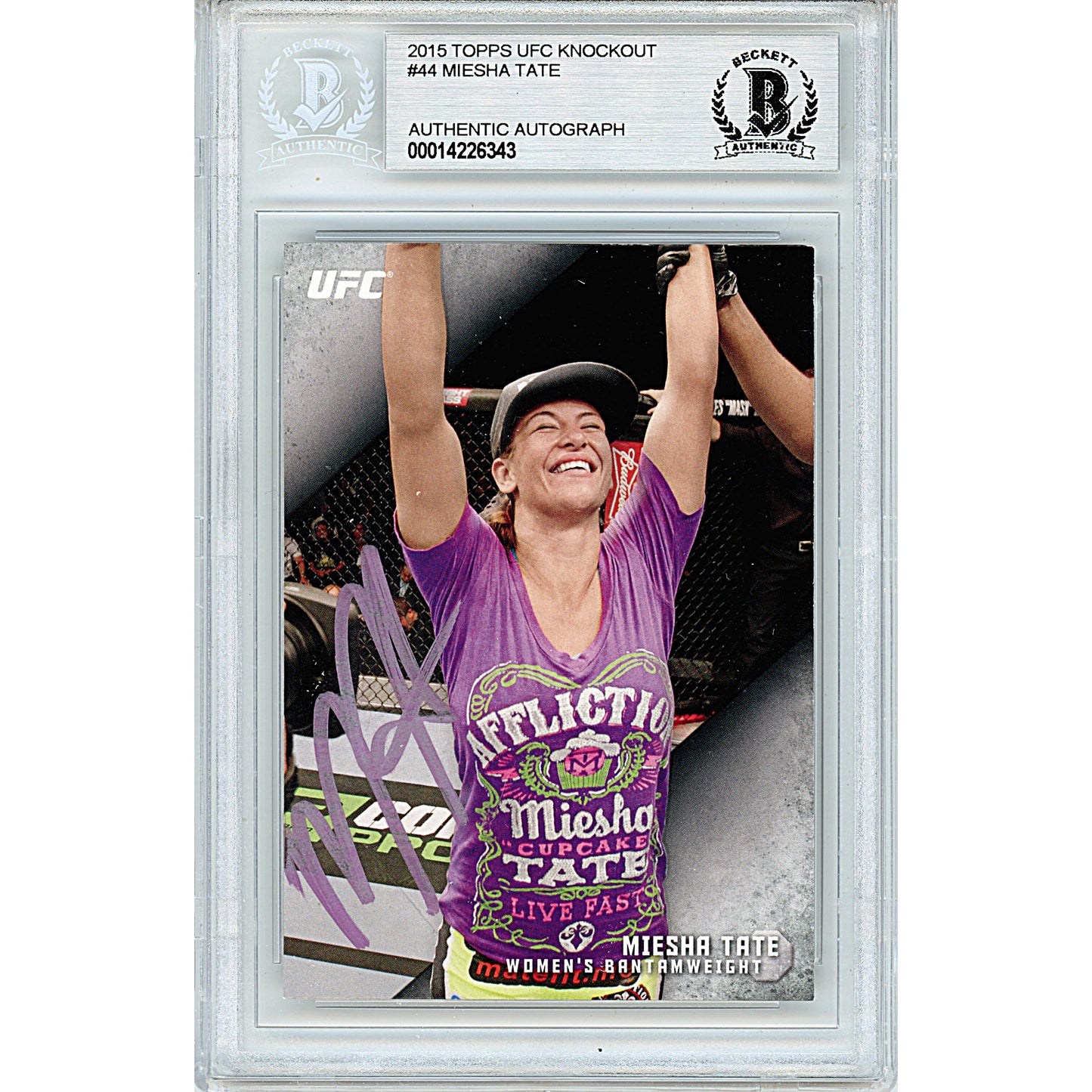 Miesha Tate Autographed 2015 Topps UFC Knockout MMA Trading Card Beckett Slab