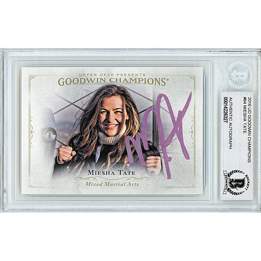 Miesha Tate Autographed 2016 UD Goodwin Champions UFC Trading Card Beckett Slab