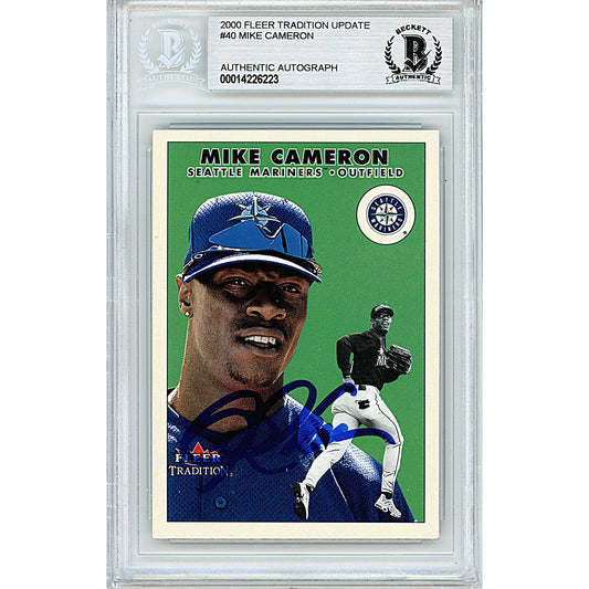 Mike Cameron Signed Seattle Mariners 2000 Fleer Tradition Update Baseball Card Beckett