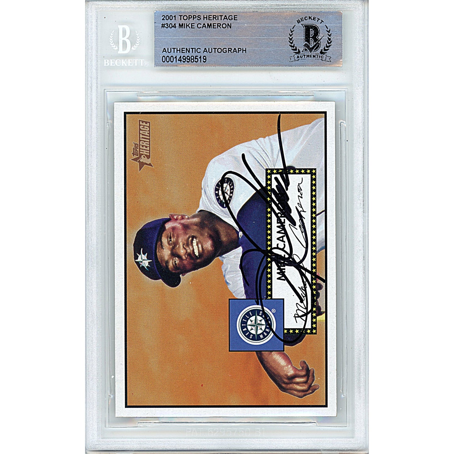 Mike Cameron Signed Seattle Mariners 2001 Topps Heritage Baseball Card Beckett Slab