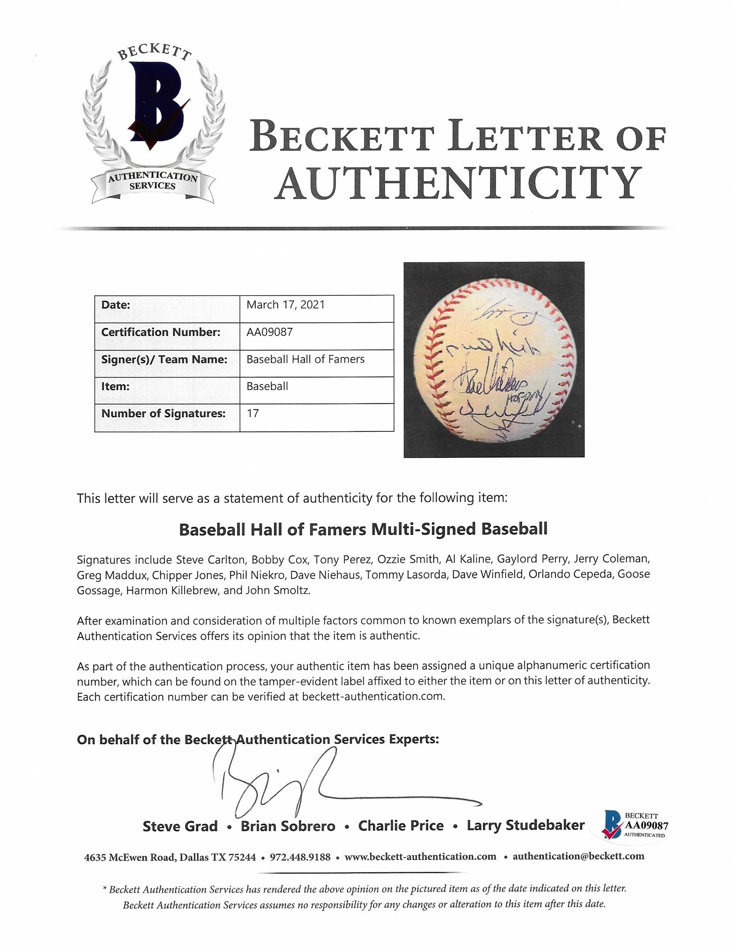 MLB Hall Of Fame Multi Autographed HOF Logo Rawlings Baseball 17 Signatures — Beckett Authentication