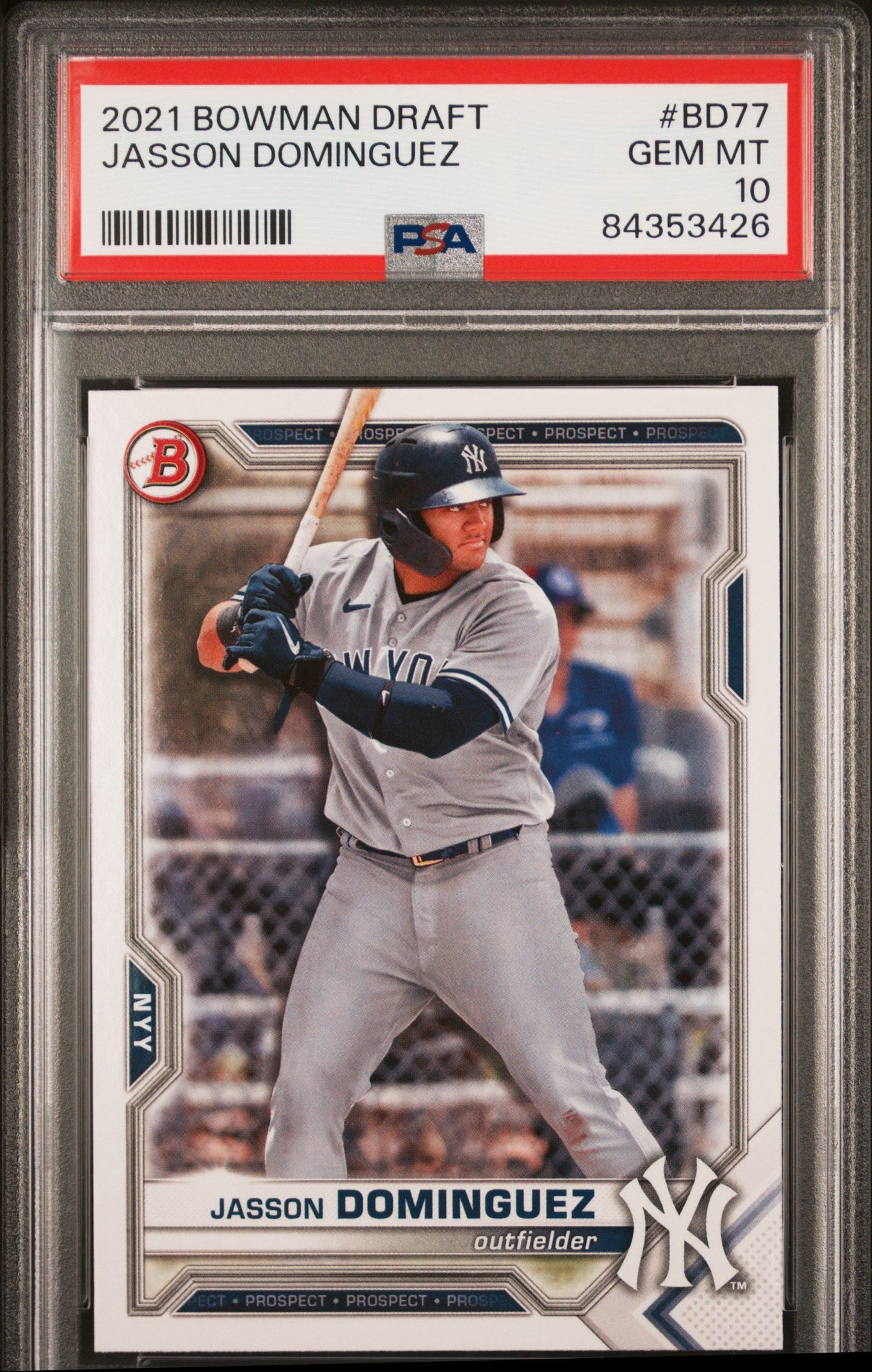 Graded 2021 Topps Bowman Draft Jasson Dominguez #BD77 Rookie RC Baseball Card PSA 10 Gem Mint