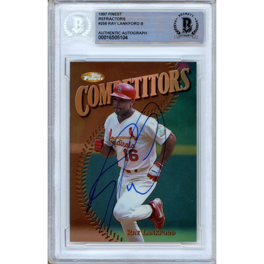 Ray Lankford St Louis Cardinals Signed 1997 Finest Refractor Card Beckett Auth Auto Slab
