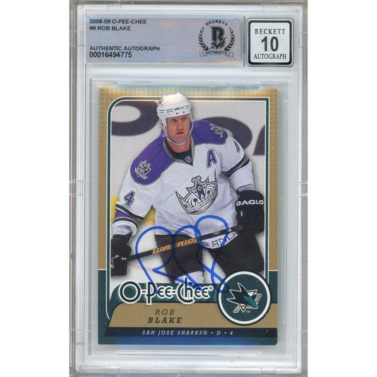 Rob Blake Los Angeles Kings Signed 2008-09 O-Pee-Chee Card BGS Auto 10 Graded Slab
