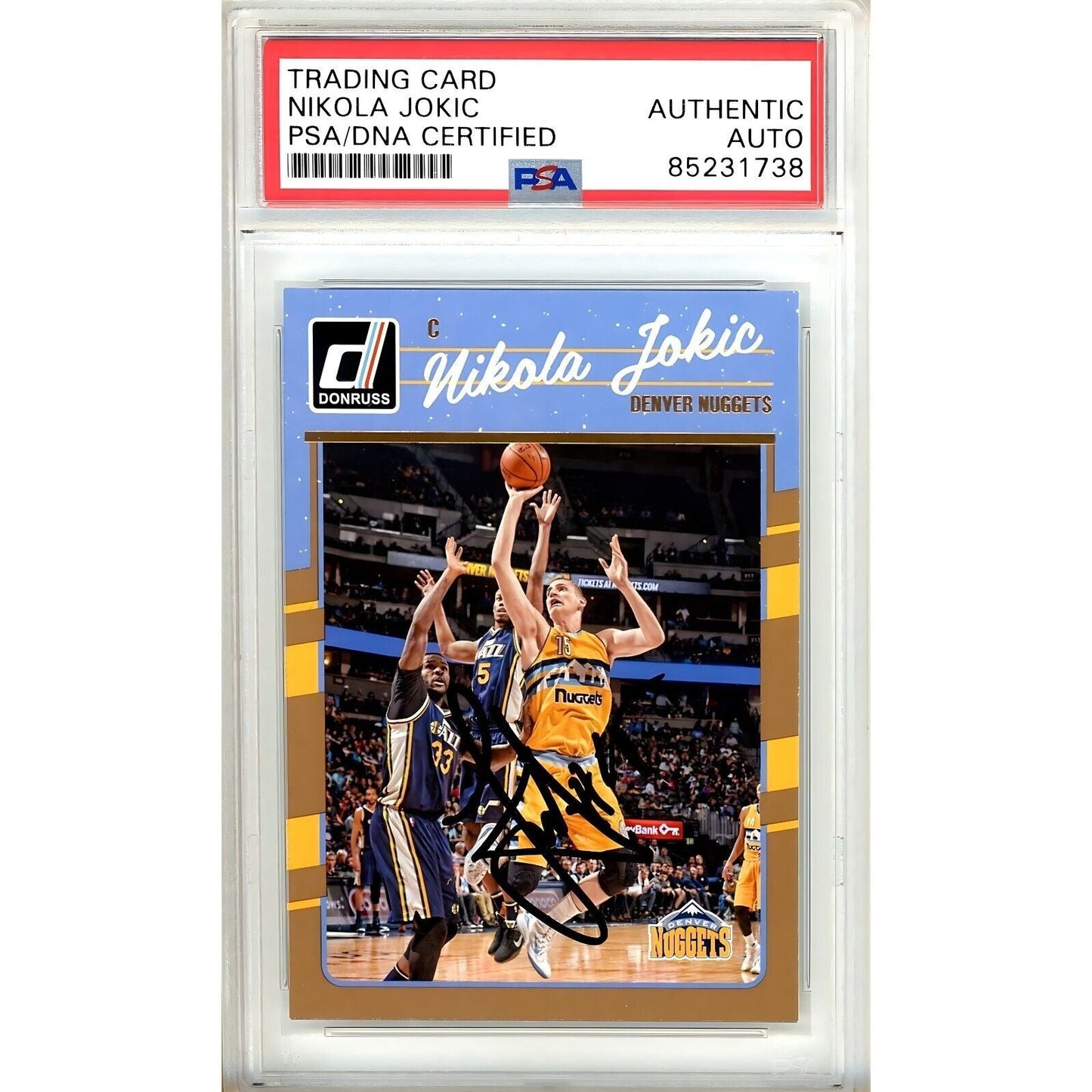 Nikola Jokic Denver Nuggets Signed 2016-17 Panini Donruss Basketball Card PSA Auth Auto