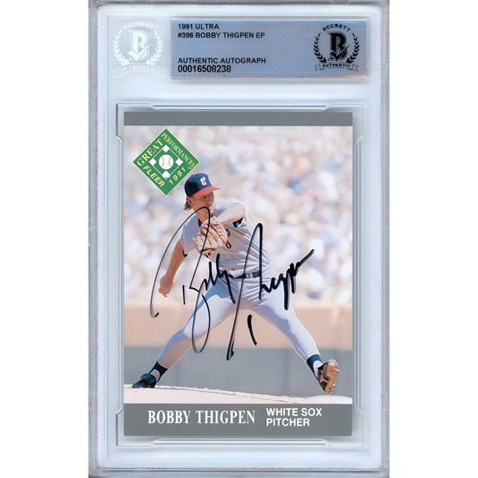 1991 Fleer Ultra #396 — Bobby Thigpen White Sox Autographed Trading Card — Beckett Authentication