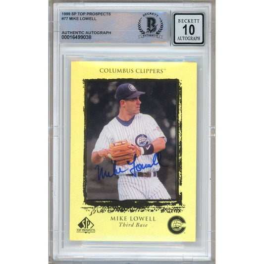 Mike Lowell Signed 1999 SP Top Prospects Gold Rookie Card BGS Auto 10 Graded Slab