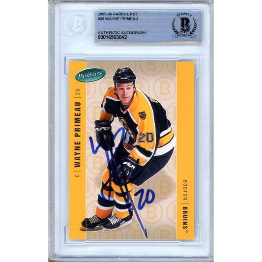 Wayne Primeau Boston Bruins Signed 2005-06 Parkhurst Hockey Card Beckett Authentic Auto