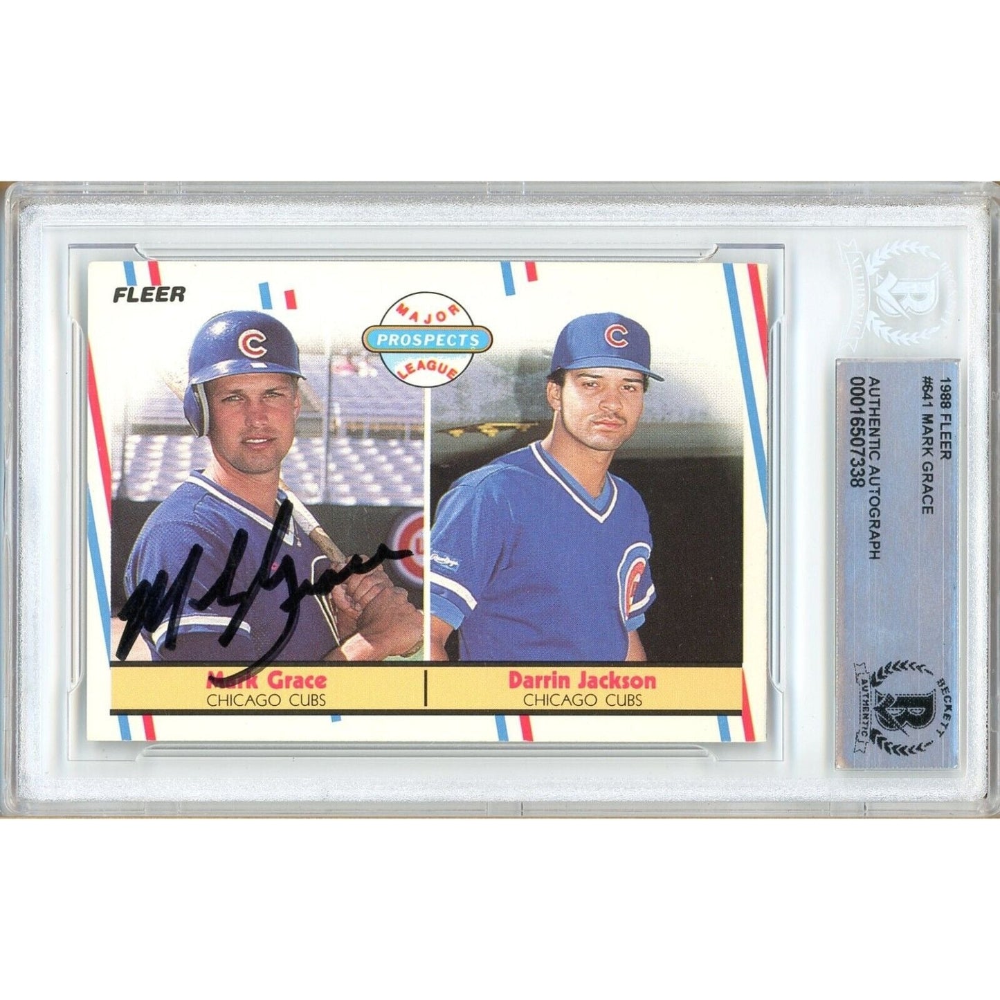 Mark Grace Chicago Cubs Signed 1988 Fleer Baseball Rookie Card BAS Auth Auto Slab