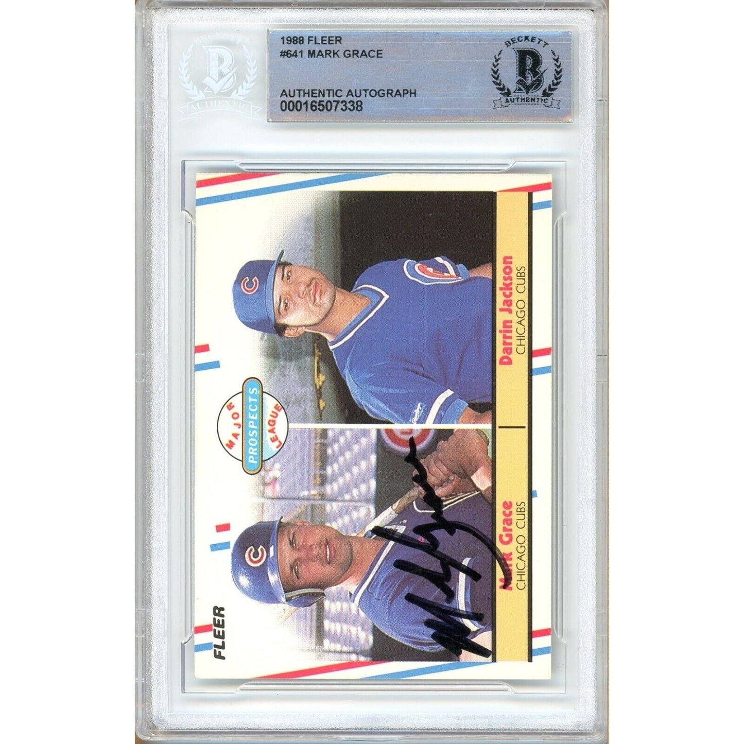 Mark Grace Chicago Cubs Signed 1988 Fleer Baseball Rookie Card BAS Auth Auto Slab