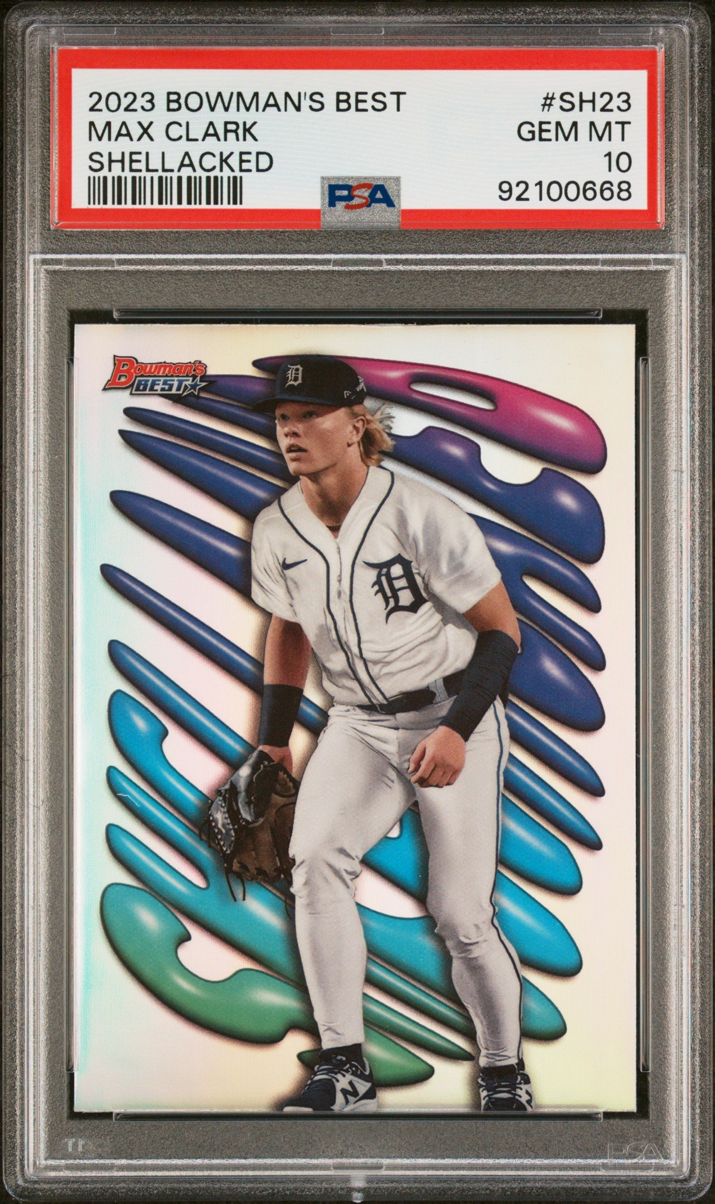 Graded 2023 Topps Bowmans Best Max Clark #SH23 Shellacked Rookie RC Baseball Card PSA 10 Gem Mint