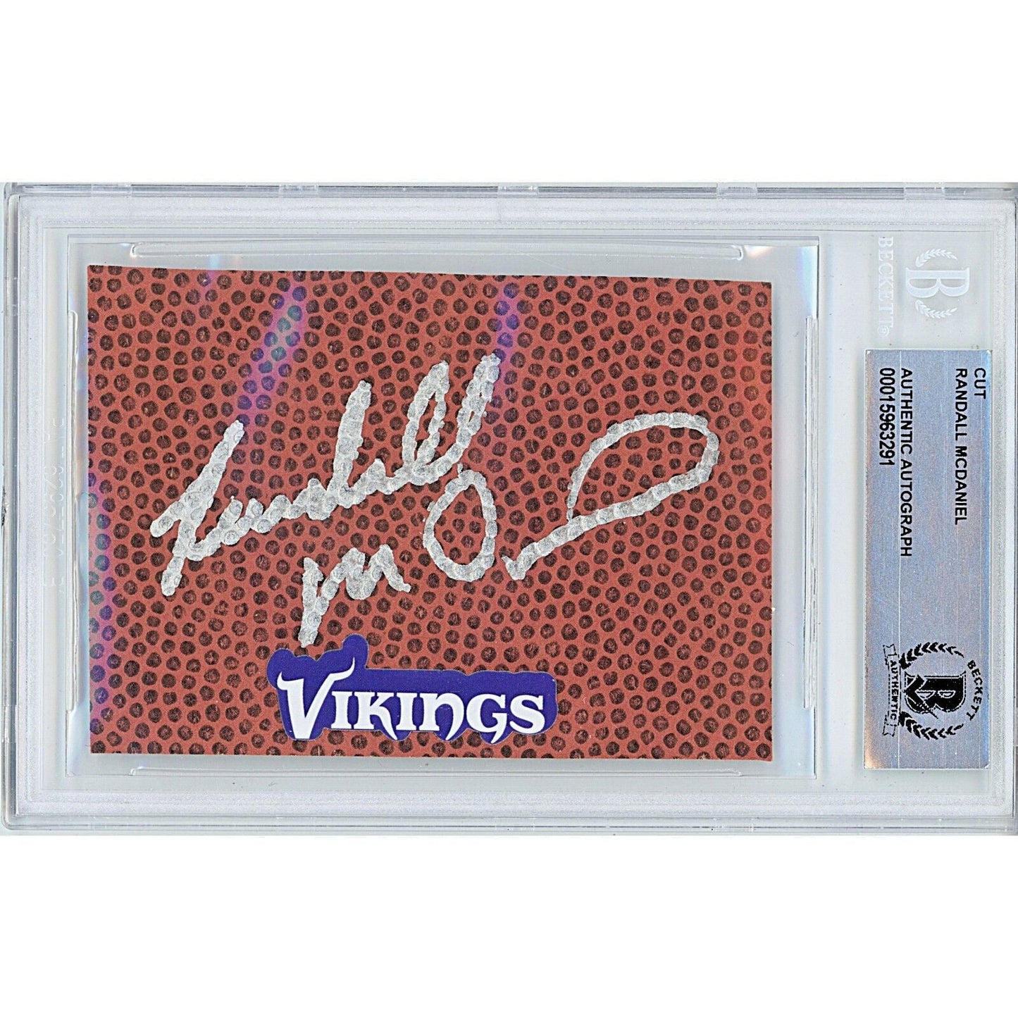 Randall McDaniel Minnesota Vikings Signed Football Sig Cut Beckett Authentic Auto Slab