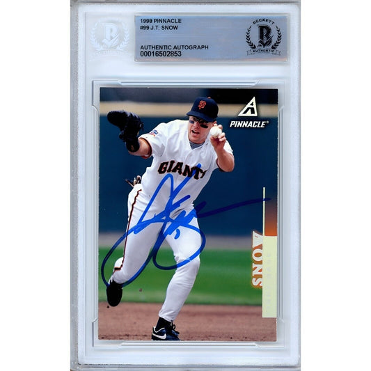 1999 Pinnacle #99 — JT Snow San Francisco Giants Autographed Trading Card — Beckett Authentication