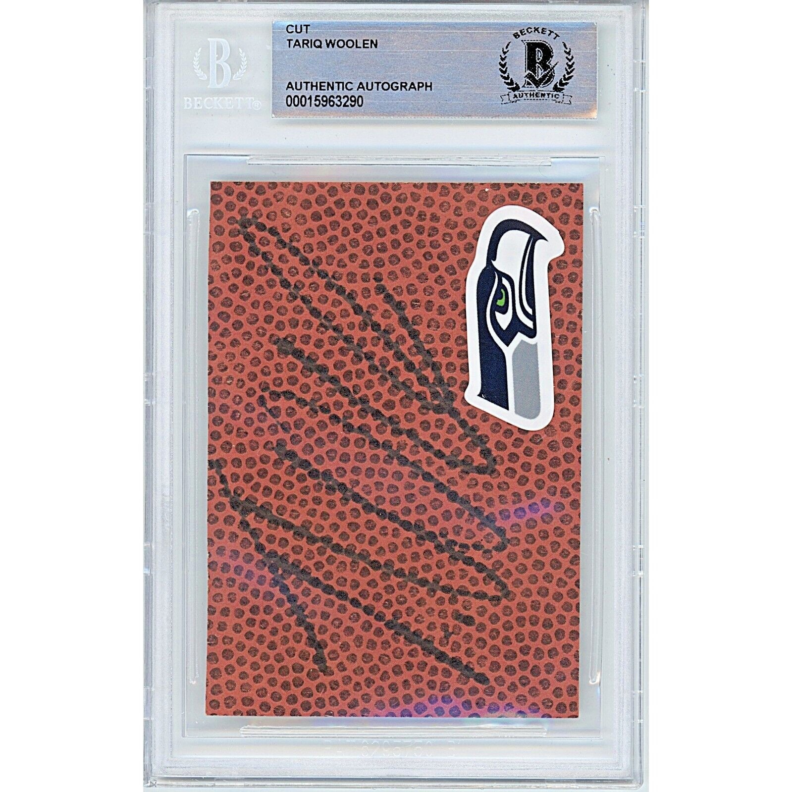 Tariq Woolen Signed Seattle Seahawks Football Signature Cut Beckett Authentic Auto Slab - Sport Cards