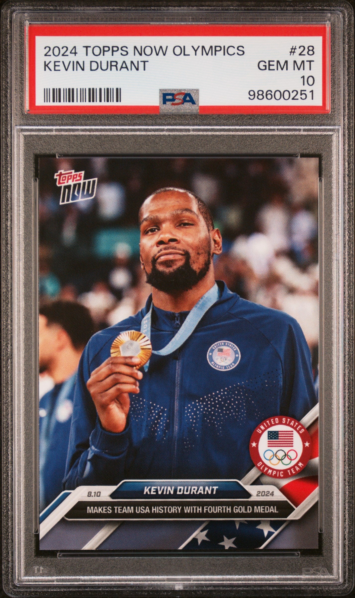 Graded 2024 Topps Now Olympics Kevin Durant #28 Basketball Card PSA 10 Gem Mint