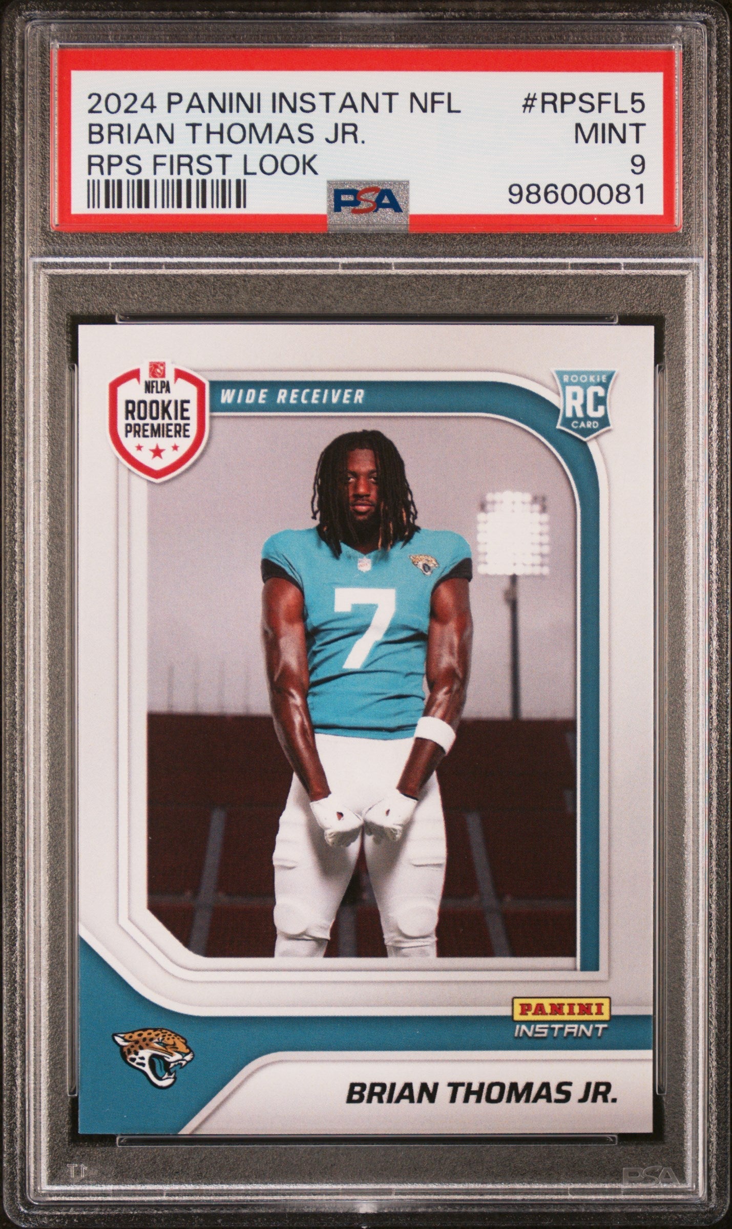 Graded 2024 Panini Instant NFL Brian Thomas Jr #RPSFL5 RPS First Look Rookie RC Football Card PSA 9 Mint