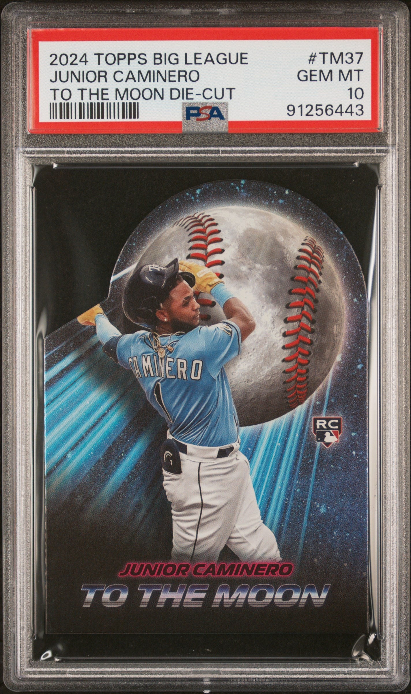 Graded 2024 Topps Big League Junior Caminero #TM37 To The Moon Die Cut Rookie RC Baseball Card PSA 10 Gem Mint