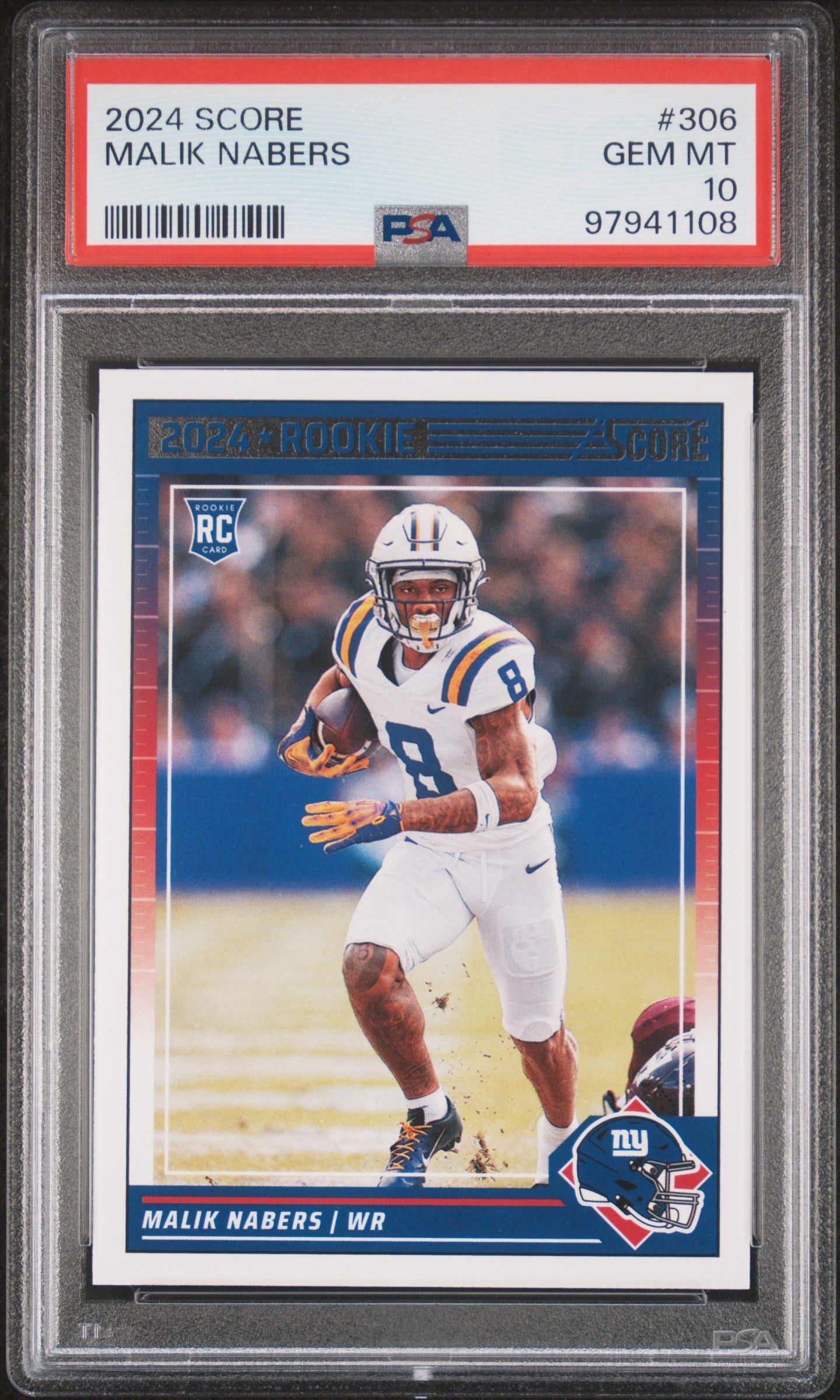 Graded 2024 Panini Score Malik Nabers #306 Rookie RC Football Card PSA 10 Gem Mint