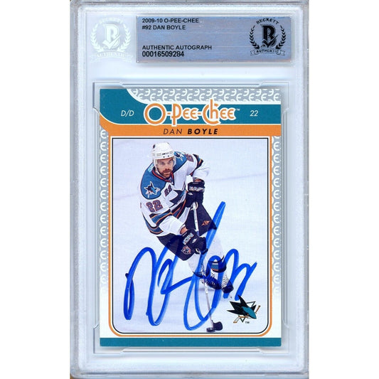 2009-10 O-Pee-Chee #92 — Dan Boyle San Jose Sharks Autographed Trading Card — Beckett Authentication