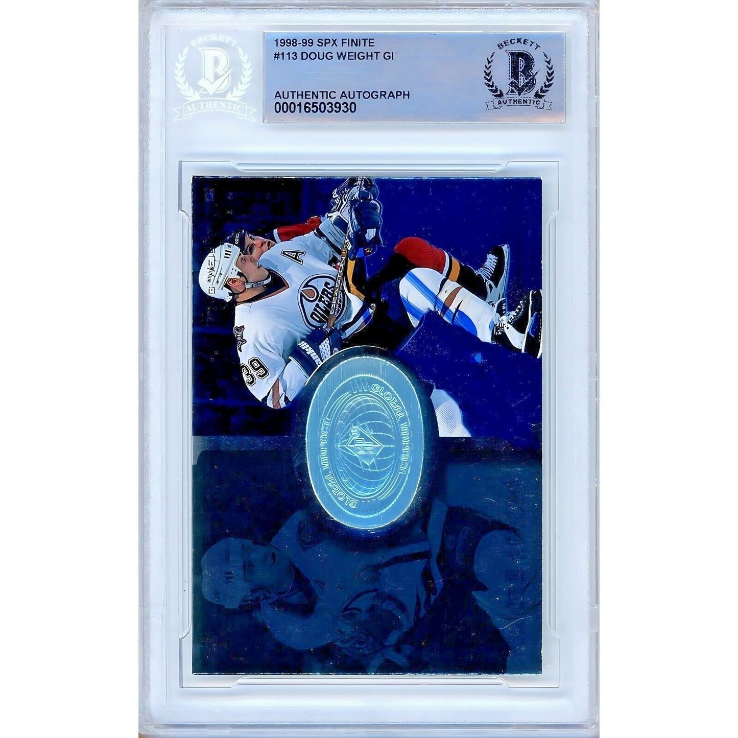 1998-99 SPx Finite #113 — Doug Weight Edmonton Oilers Autographed Trading Card — Beckett Authentication