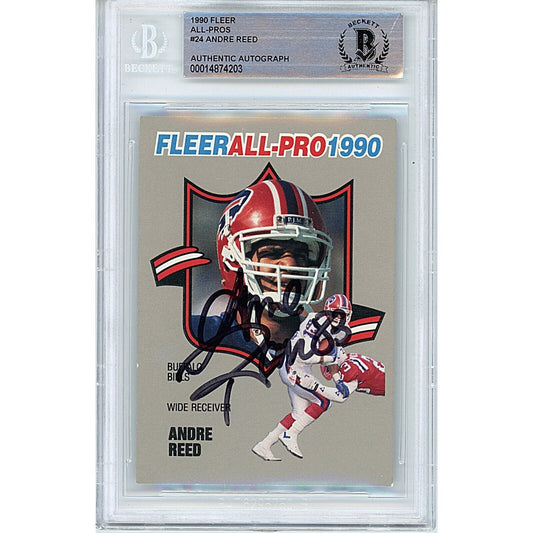 1990 Fleer All Pro #24 — Andre Reed Buffalo Bills Autographed Trading Card — Beckett Authentication