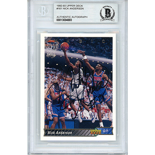 Nick Anderson Signed Orlando Magic 1992-93 Upper Deck Basketball Card Beckett Slab