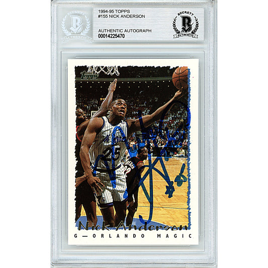Nick Anderson Signed Orlando Magic 1994-95 Topps Basketball Card Beckett Auth Auto Slab
