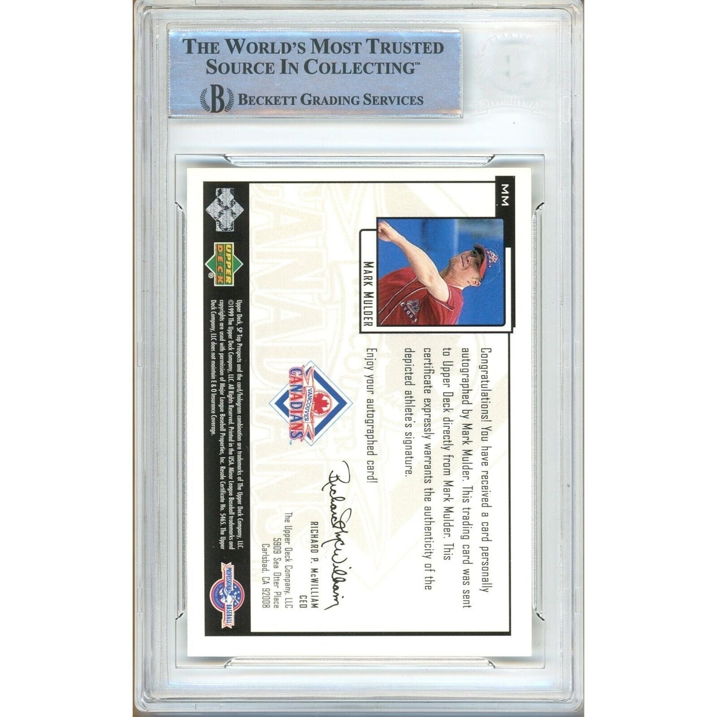 Mark Mulder Oakland Athletics Signed 2000 SP Top Prospects Chirography Card BAS Slab