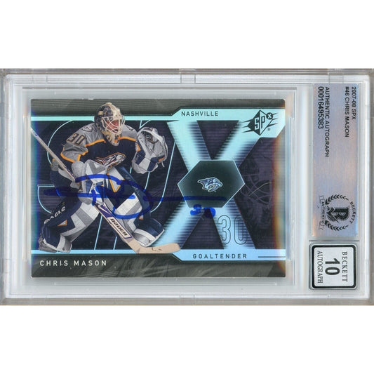2007-08 Upper Deck SPx #46 — Chris Mason Nashville Predators Autographed Trading Card — Beckett Authentication